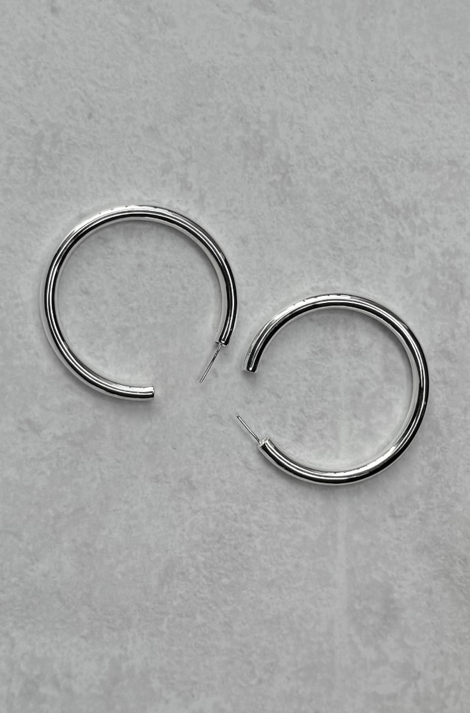 Midi Love Shiny Silver Hoops