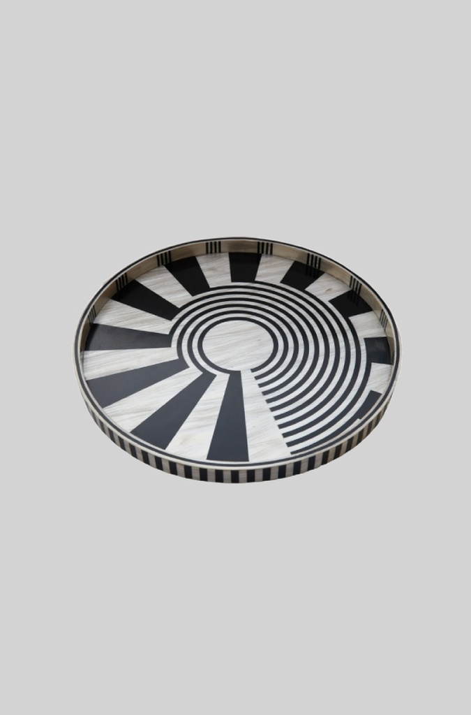 Abstract Round Tray in black