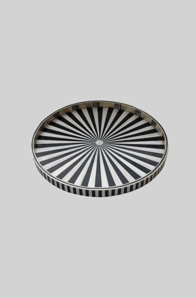 Black Rays Round Tray