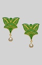 Lavish Green Lotus Earrings