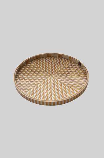 Gold and White Fever Round Tray