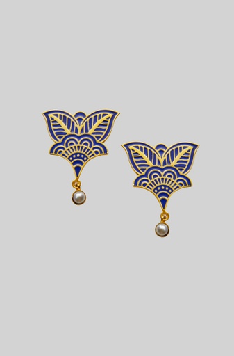 [Yaz-E-L-018_1_7] Lavish Blue Lotus Earrings