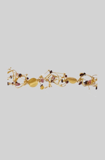 [SZB226] La Joie Garnet, Tourmaline &amp; Rose Quartz Big Bracelet
