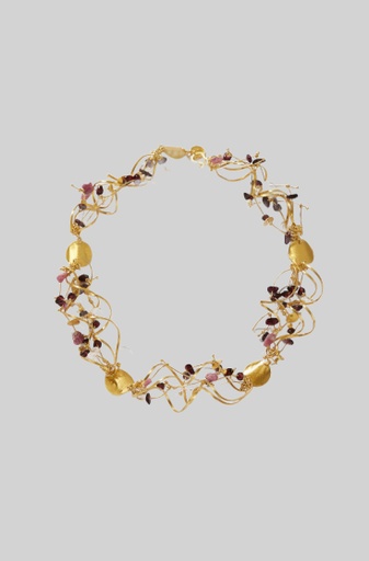 [SZN233] La Joie Garnet, Tourmaline &amp; Rose Quartz Big Necklace
