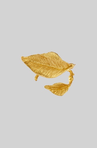 [SZR349] Engraved Leaf Ring