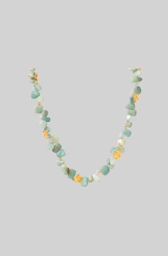 [SZN212] Flowery Necklace With Green Amazonite Stones