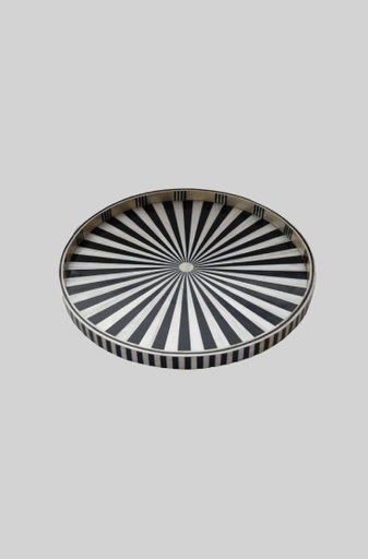 Black Rays Round Tray